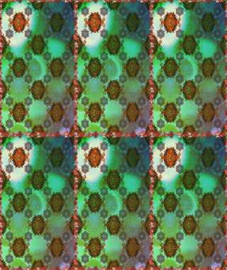 Güzel kumaş deseni. Yeşil ve kahverengi renklerde. Raster illüstrasyonu. Raster illüstrasyonunda kusursuz çiçek deseni.