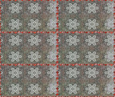 Raster illüstrasyonu. Gri ve kahverengi renklerde bahar çiçekleri. Raster çiçek desenli ve çiçekli..