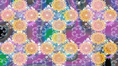 El çizimi Raster çizimi. Çizim çiçek deseni duvar kağıdı, web sitesi arka planı, ambalaj kağıdı, davetiye, broşür, afiş veya web sitesi için kullanılabilir. Karalama elementleri.