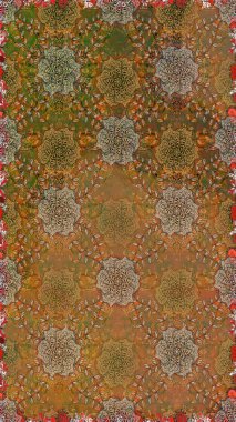 Kahverengi ve bej renklerde. Çiçekli güzel suluboya desen. Raster illüstrasyonu.