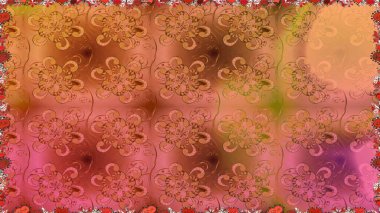 Turuncu ve kahverengi çiçekli kusursuz desen, suluboya çiçek deseni, sevimli çiçek, duvar kağıdı, kart veya kumaş için fayanslı. Raster - stok.