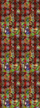 Kahverengi, kırmızı ve gri renklere karalamalar çizilmiş çiçek deseni. Raster illüstrasyonu.