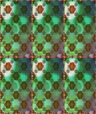 Güzel kumaş deseni. Yeşil ve kahverengi renklerde. Raster illüstrasyonu. Raster illüstrasyonunda kusursuz çiçek deseni.