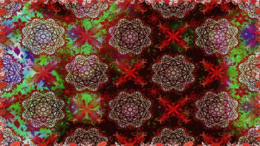 Raster düz çiçekleri pürüzsüz desen. Kahverengi ve kırmızı renkte çiçekler. Tasarım hediye paketi, tebrik kartları, posterler ve afiş tasarımı.