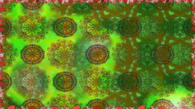 Raster - stok. Yeşil ve kahverengi çiçekli kusursuz desen, suluboya çiçek deseni, sevimli çiçek, duvar kağıdı, kart veya kumaş için fayanslı.