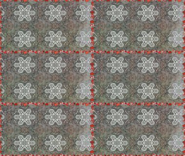 Raster illüstrasyonu. Gri ve kahverengi renklerde bahar çiçekleri. Raster çiçek desenli ve çiçekli..