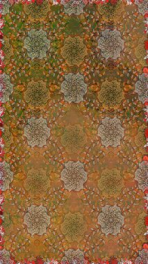 Kahverengi ve bej renklerde. Çiçekli güzel suluboya desen. Raster illüstrasyonu.