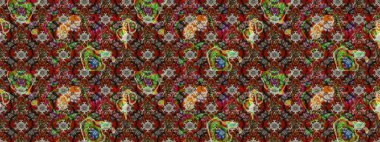 Küçük kahverengi, kırmızı ve gri çiçeklerle oldukça eski bir besin torbası deseni. Tekstil, kumaş, kapaklar, duvar kağıtları, baskı, paket, koleksiyon defteri, örgü, dekupaj için çiçek arkaplanı..