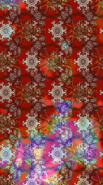 Çiçek desenli raster, kahverengi, kırmızı ve nötr çizgi desenli soyut raster arkaplan. Modern stil dokusu.