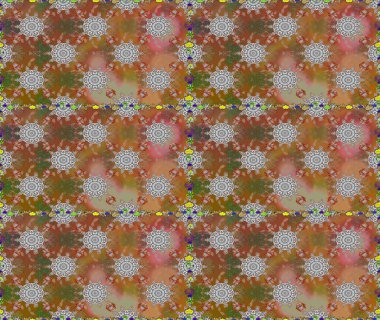 Çiçek buketleriyle klasik tarzda kusursuz desenler. Raster illüstrasyonu. Kahverengi ve gri renklerde.