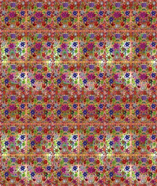 Turuncu ve kahverengi renkli güzel bir tekstil. Raster illüstrasyonu. Çiçeklerle suluboya desenleri.