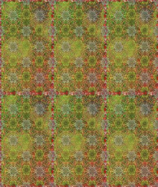 Flowers on green and brown colors. Raster floral pattern in doodle style with flowers. Gentle, nice floral background.