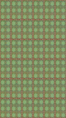 Kumaş desenli papatya çiçeği detayı. Yeşil ve nötr renkte çiçekler.