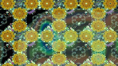 Yeşil renkli çiçekler. Çiçekli eskiz çizimi. Renkli Yaz Temalı eskiz kalıbı. Düz Çiçek Elementleri Tasarımı.