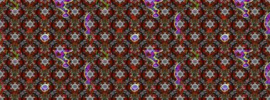 Çiçeksel çizim kalıbının yansıması. Vadinin çiçekleri gri, kahverengi ve kırmızı renklerde.