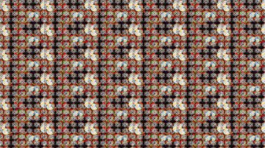 Raster deseni. Ağaç dallı bahar çiçekleri, çiçek siluetiyle nötr renkler.