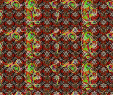 Kahverengi, kırmızı ve gri kıvırcık çiçekler kahverengi, kırmızı ve gri renklerde şekillenir. Klasik çiçek tasarımı elementleri. Raster illüstrasyonu.