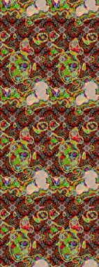 Raster illüstrasyonundaki çiçek desenli çizim. Kahverengi, gri ve yeşil renkte çiçekler.