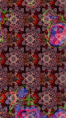 Küçük çiçekteki sevimli çiçek deseni. Raster illüstrasyonu. Kahverengi renkte çiçekler.