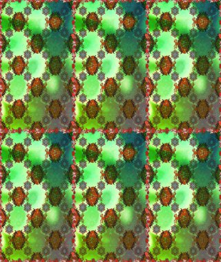 Düz Çiçek Elementleri Tasarımı. Renkli Bahar Temalı Kusursuz Arkaplan. Yeşil ve kahverengi renkli çiçekler. Raster illüstrasyonunda kusursuz çiçek deseni.