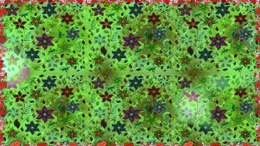 Çiçekler. Vadinin yeşil ve gri renkli çiçekleri. Soyut etnik raster pürüzsüz desen.