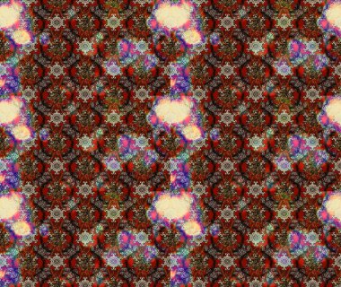 Raster illüstrasyonu. Kahverengi, bej ve kırmızı renklerde. 3D çiçekler, çizim.