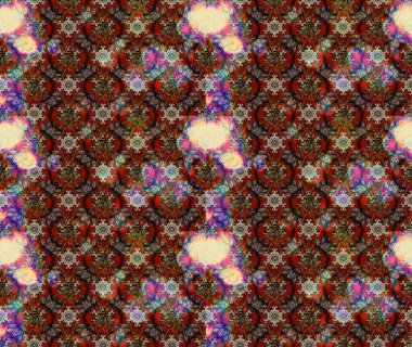 Raster illüstrasyonu. Kahverengi, bej ve kırmızı renklerde. 3D çiçekler, çizim.