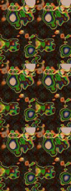 Eskiz arkaplan modeli. Yapraklı çiçekler ve kahverengi, yeşil ve gri renklerde papatya çiçekleri. Raster - stok.