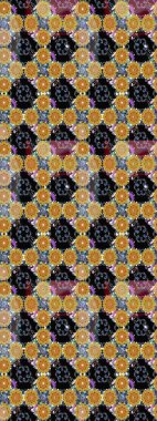 Raster illüstrasyonundaki çiçek desenli çizim. Raster illüstrasyonu. Güzel kumaş deseni. Siyah renklerde.