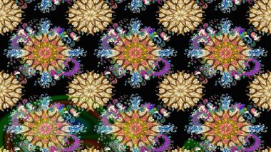 Küçük çaplı çiçeklerdeki basit şirin desenler. Tekstil veya kitap kapakları, imalat, duvar kağıtları, baskı, hediye paketi ve yapıştırma kitabı için çiçek eskizi geçmişi. Raster illüstrasyonu.