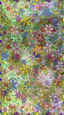 Vadinin çiçekleri tarafsız ve yeşil renklerde. Raster dikişsiz çiçek deseni.