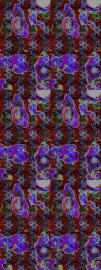 Tropik çiçek desenleri. Kahverengi, mor ve gri renkli çiçekler. Raster illüstrasyonu.