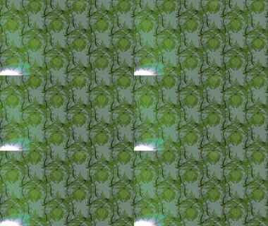 Düz Çiçek Elementleri Tasarımı. Renkli Yaz Temalı eskiz kalıbı. Yeşil ve gri renkli çiçekler. Raster illüstrasyonunda çiçek deseni çizimi.