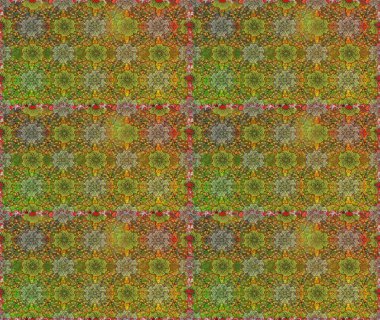 Raster dikişsiz çiçek deseni. Vadinin çiçekleri kahverengi ve yeşil renklerde.