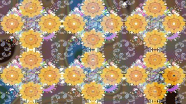 Sarı renkli sarı papatya deseni. Raster illüstrasyonu. Sarı renklerde.