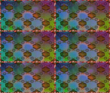 Sevimli çiçek raster deseni. Renkli Yaz Temalı Kusursuz Arkaplan. Kahverengi ve yeşil renkli çiçekler. Düz Çiçek Elementleri Tasarımı.