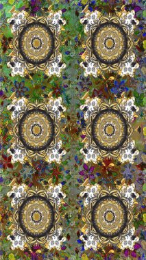 Gri renkli ve altın elementli altın desenli. Düz elle çizilmiş klasik koleksiyon. Raster altın pürüzsüz desen. Arkaplan, kumaş, altın duvar kağıdı.