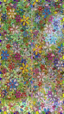 Yeşil ve nötr renklerde çiçekler. Tişörtsüz arka plan deseni. Tropik çiçekler.