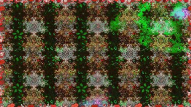 Süslü kumaş deseni. Renkli Bahar Temalı Kusursuz Arkaplan. Düz Çiçek Elementleri Tasarımı. Raster illüstrasyonunda kusursuz çiçek deseni.