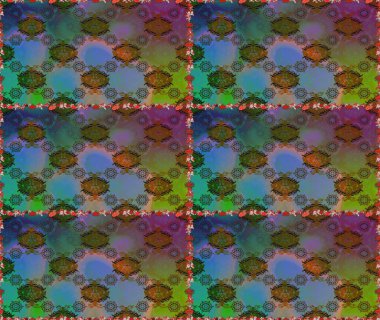 Sevimli çiçek raster deseni. Renkli Yaz Temalı Kusursuz Arkaplan. Kahverengi ve yeşil renkli çiçekler. Düz Çiçek Elementleri Tasarımı.