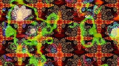 Çiçekler, dallar, bitkiler ve çiçekler. Raster illüstrasyonu. Güzel kumaş deseni. El çizimi.