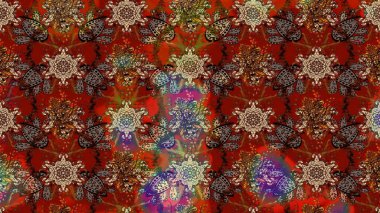 El çizimi Raster çizimi. Çizim çiçek deseni duvar kağıdı, web sitesi arka planı, ambalaj kağıdı, davetiye, broşür, afiş veya web sitesi için kullanılabilir. Parlak elementlerin.