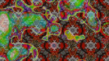 Asyalı tekstil renkleri. Raster illüstrasyonu. Suluboya çiçekli çiçek deseni.