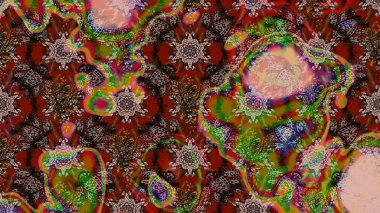 Renkli Bahar Teması eskiz kalıbı. Raster Şirin kumaş deseni. Eskiz klasiği. Düz Çiçek Elementleri Tasarımı.