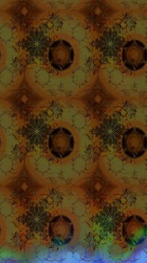 Raster illüstrasyonu. Çiçek süslemeli çizim deseni. Kahverengi renkte çiçekler.