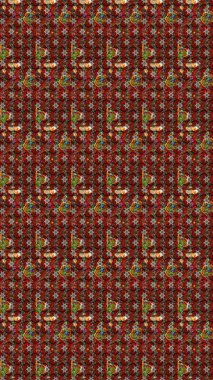 Çiçekli karalama şeklinde Raster çiçek deseni. Kahverengi, kırmızı ve siyah renkte çiçekler. Nazik, sevimli çiçek arkaplanı..