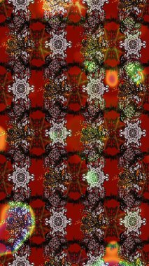 Raster illüstrasyonu. Çizim kalıbı. Ultraviyole kumaş deseni. Organik motif arkaplanı.