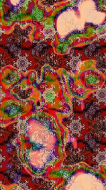 Tekstil, tebrik kartı, boyama kitabı, telefon kılıfı baskısı için kullanılabilir. Etnik Mandala süsü. Raster Henna dövme stili. Hint çiçekli desenli şal desenli..