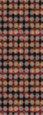 El çizimi çiçek çizimi deseni (fayans). Tekstil için suluboya eskiz deseni. Sevimli çiçekli, desenli, siyah renkli çizim deseni.