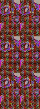 Renkli Bahar Teması eskiz kalıbı. Gri, kırmızı ve kahverengi renkte çiçekler. Sevimli çiçek raster deseni. Düz Çiçek Elementleri Tasarımı.